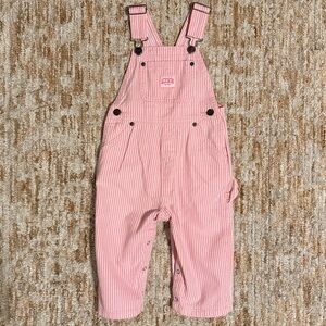 Kids Pink Striped Overalls
